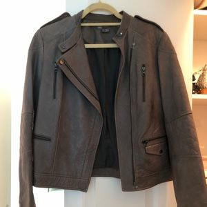 Vince Grey Leather Jacket
